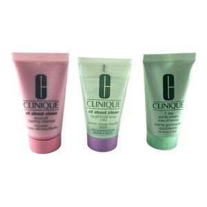 Clinique Sample Travel Set Rinse Off Foam Cleanser Liquid Soap Mild 7 Day Scrub